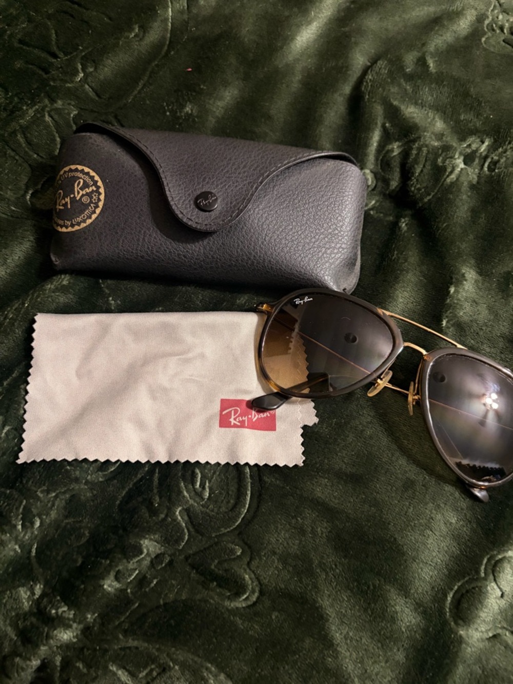 Ray-Ban Gold Frame Sunglasses with Brown Gradient Lenses